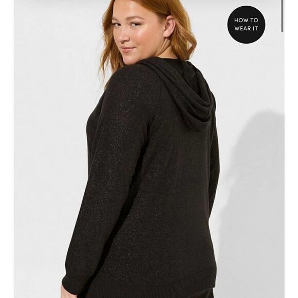 Torrid 1/2 black shimmer sweatsuit pajamas  tracksuit- jogger & hoodie - Picture 3 of 10